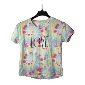 Rae Dunn Womens Graphic Tee T-Shirt Size M Love Tie Dye Pastel
